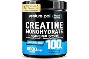 Venture Pal 100% Pure Micronized Creatine Monohydrate Powder, Unflavored Creatine for Women & Men, Vegan, Keto, Gluten Free, 5 g (5000mg) per Serving, Creatina Monohidratada en Polvo