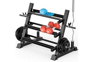 YOLEO Professional Dumbbell Rack, 1100LBS Capacity Weight Rack for Dumbbells Barbells Kettlebells, 3-Tier Adjustable Weight Stand, Multifunctional Weight Storage, Compact Weight Organizer for Home Gym (Rack Only)