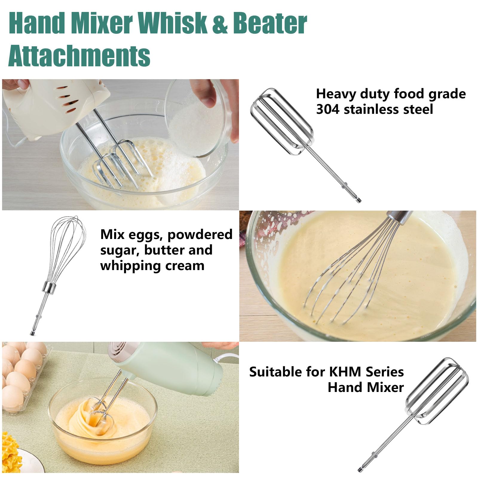 Hand Mixer Beaters Compatible with Hamilton Beach Hand Mixer 62682RZ 62692 62695V 64699, Mixer Replacement Beaters Fit Hami-lton Beach Mixer Parts, for Hamilton Beach Portable Mixer Attachments