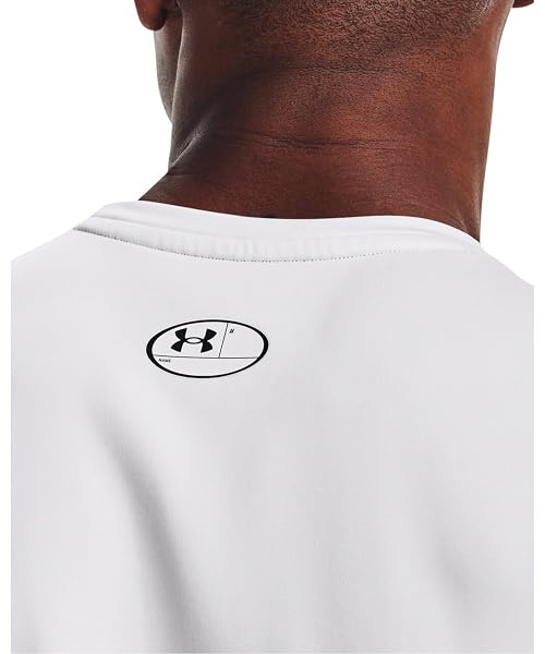 UNDER ARMOUR MEN’S COLDGEAR ARMOUR FITTED CREW, WHITE (100)/BLACK, LARGE