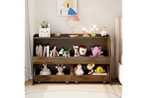 COZPAW Toy Storage Organizer, 2 Tier Montessori Shelf with Movable Bins, Toy Organizers Book Shelf for Kids Room, Playroom, Nursery (Brown)