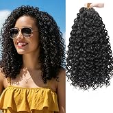 8 Packs Curly Crochet Hair GoGo Curl Crochet hair for Women 12inch 1B | Deep Wave Braiding hair,Synthetic Bohemian Crochet Braid Water Wave Crochet hair Extension