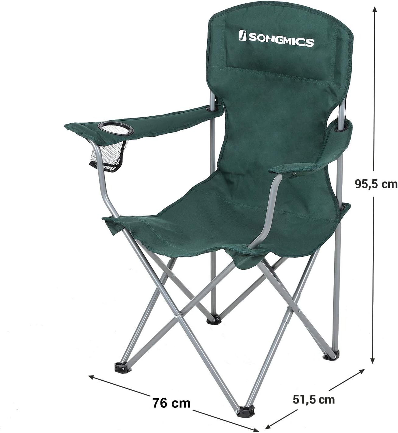 SONGMICS Set of 2 Folding Camping Chairs, Comfortable, Heavy Duty Structure, Max. Load Capacity 150 kg, with Cup Holder - Image 5