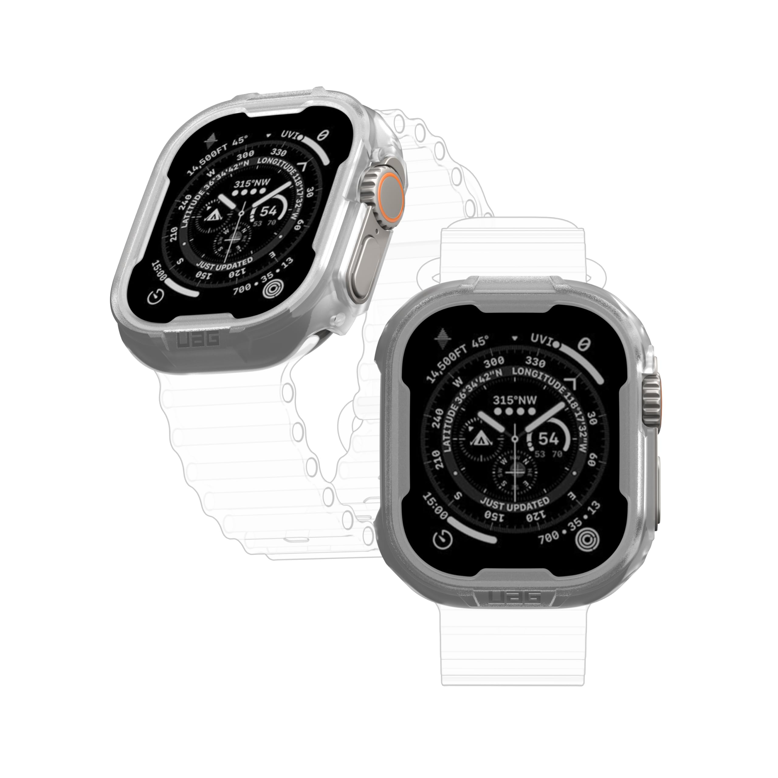 URBAN ARMOR GEAR UAG Compatible with Apple Watch Case 49mm iWatch Series Ultra 3/Ultra 2/Ultra, Scout Rugged Translucent Military Grade Protective Bumper Case, Frosted Ice