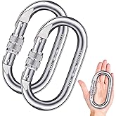 Heavy Duty Carabiner Clip Climbing Carabiner(25kn=5600lbs),Travel Essentials Hook with Screwgate Multipurpose for Climbing, Rigging, Ropes, Hammocks (O Shape, 2pack)