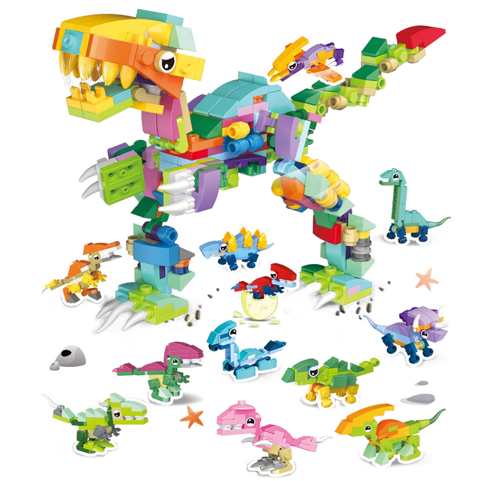 Dinosaur Mini Building Blocks 12 in 1 Micro Building Sets Boys Dinosaur Educational Toy Bricks Children DIY Blocks Gifts Kids Dinosaur Toys for Boys Age 7 Year + Home Room Decor