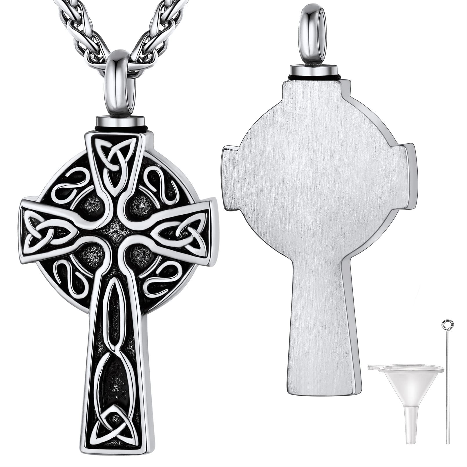 Supcare Celtic Cross Pendant Urn Necklaces for Ashes Stainless Steel Cremation Jewellry Rememberance Memorial Keepsakes