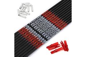 PHILOCS 6/12pc Custom Length Carbon Arrow Shafts Spine 200 250 300 350 400 500 600 700 800 with Inserts Nocks DIY Kits Set Targeting Hunting Arrow Tube Rod for Traditional Bow Long-Bow Recurve Compound Bow