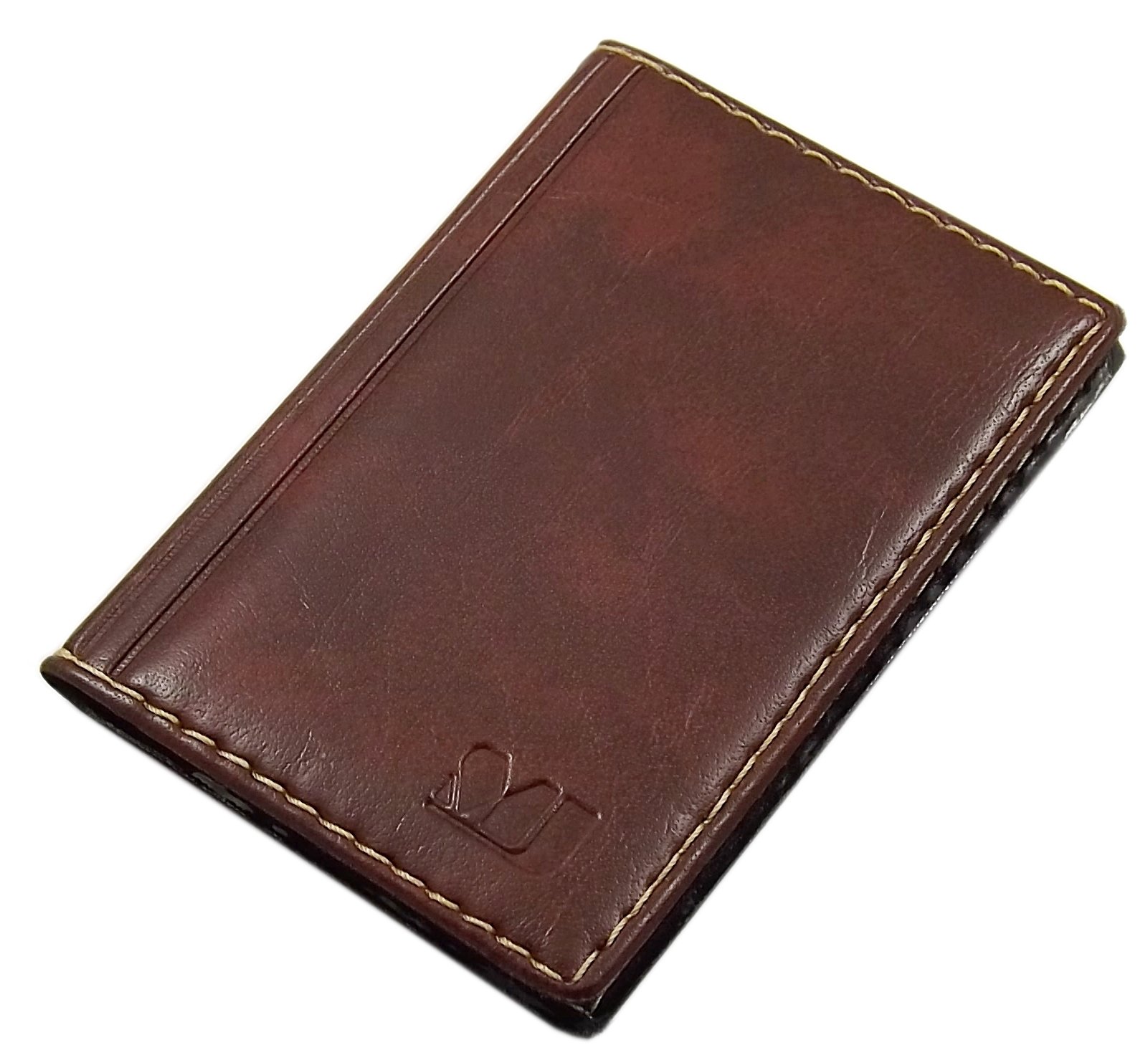 myledershop Elegant Credit Card case with Contrast Stitching 12 Pockets MJ-Design-Germany Made in EU (Design 1 / Brown)