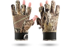 Favuit Camouflage Hunting Gloves, Lightweight Full Finger/Fingerless Gloves Anti-Slip Camo Bow Glove Outdoor Tactical Hunting Gear Archery Accessories for Turkey Fishing Airsoft