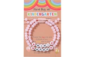 DHQH First Day of Bracelets Mommy and Me,Bracelets Gifts for Mother Daughter First Day of 1st Grade Gift Set of 2
