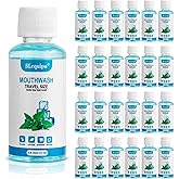 SLequipo 50 pcs Travel Size Mouthwash Bulk Mini Mouthwash, Fresh Mint Portable Mouthwash Individual 1.2oz/35ml Mouthwash Bottles for Travel Toiletry Kits