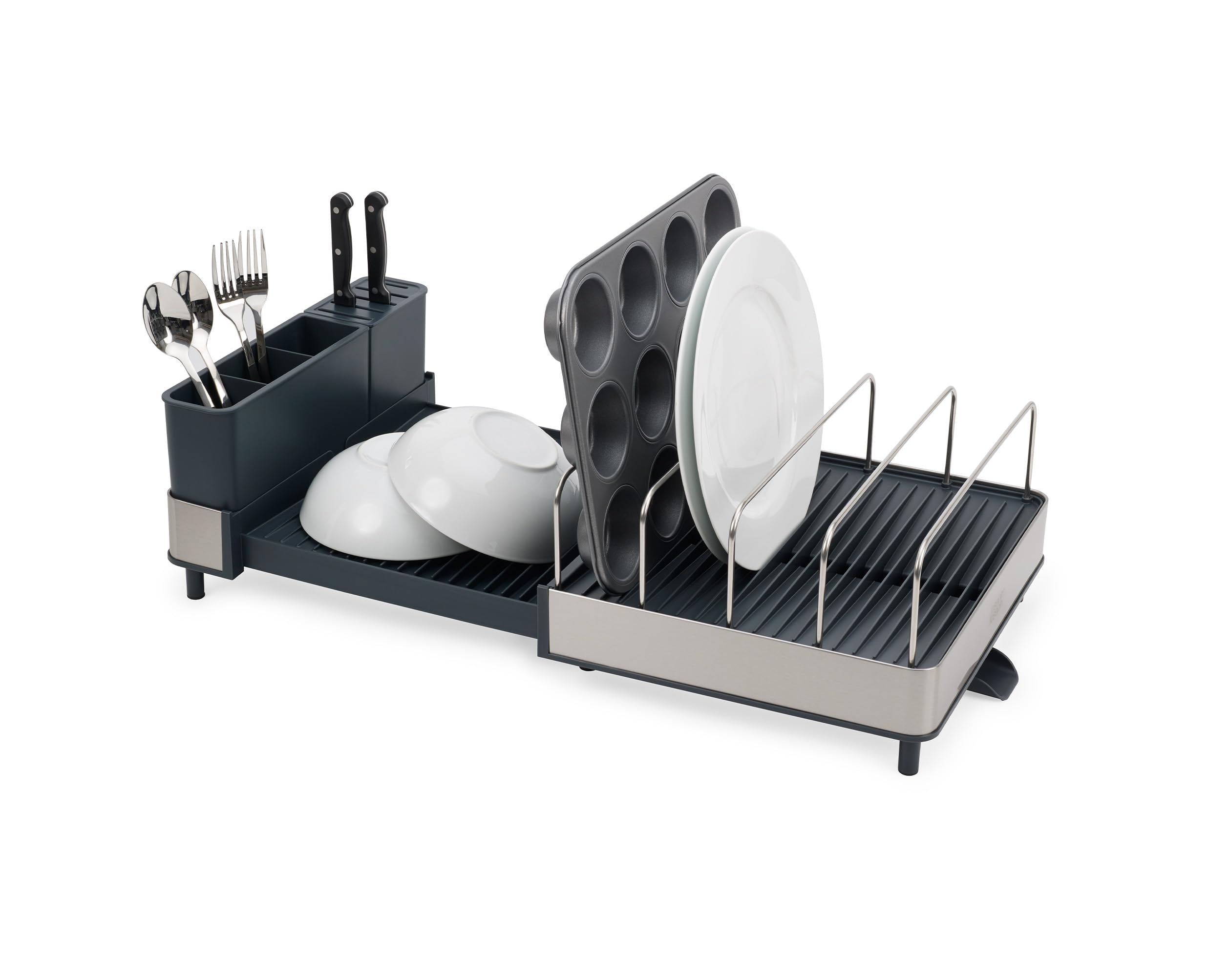 Photo 1 of Joseph Joseph Extend Max Steel Expanding Dish Drying Rack, high Capacity for Large Items, Cutlery and Knife Holder, Swivel Draining Spout, Stainless Steel