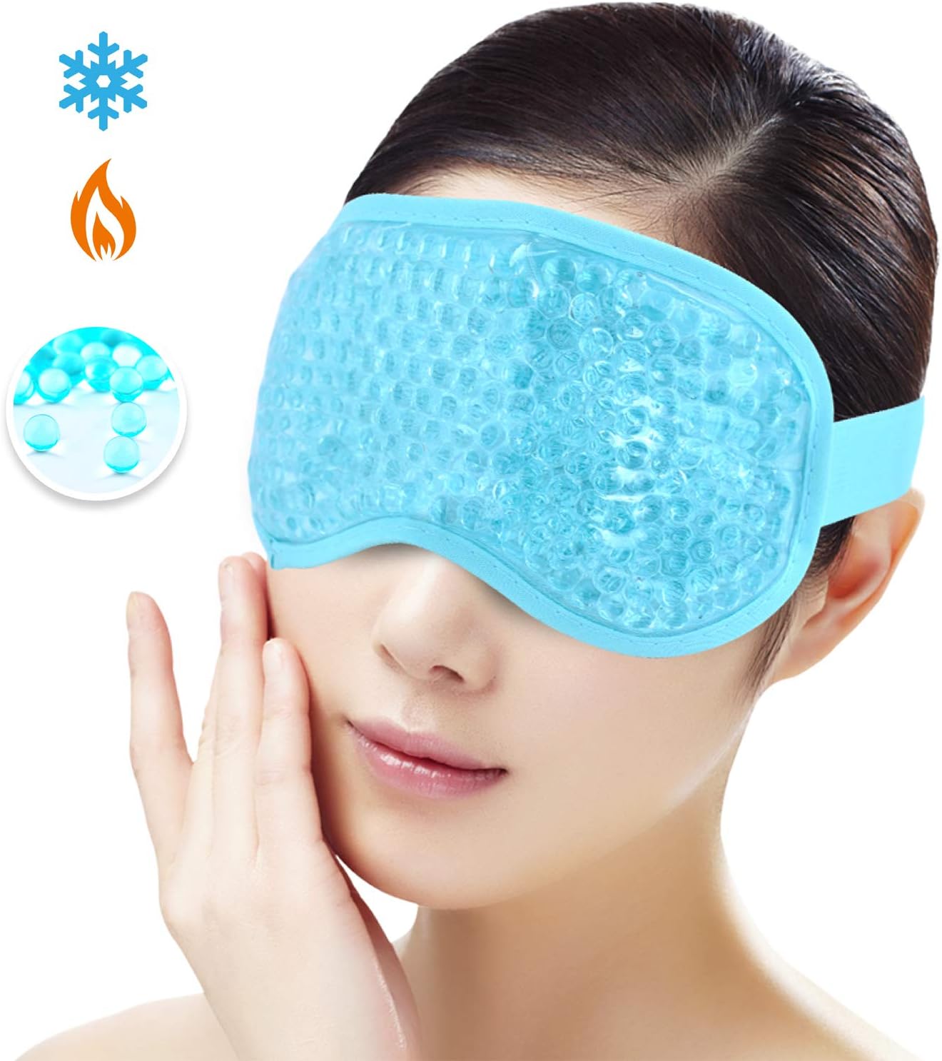 Cooling Ice Gel Eye Mask for Sleeping, Hot/Cold Reusable Gel Beads ice