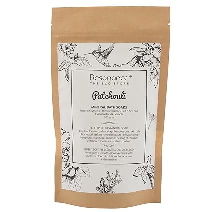 Resonance Mineral Bath Soak - Bathing Salt In Patchouli Essential Oil Himalayan Rock Blend Bath Salts & Bubbles Exotic Himalayan Bath Salt