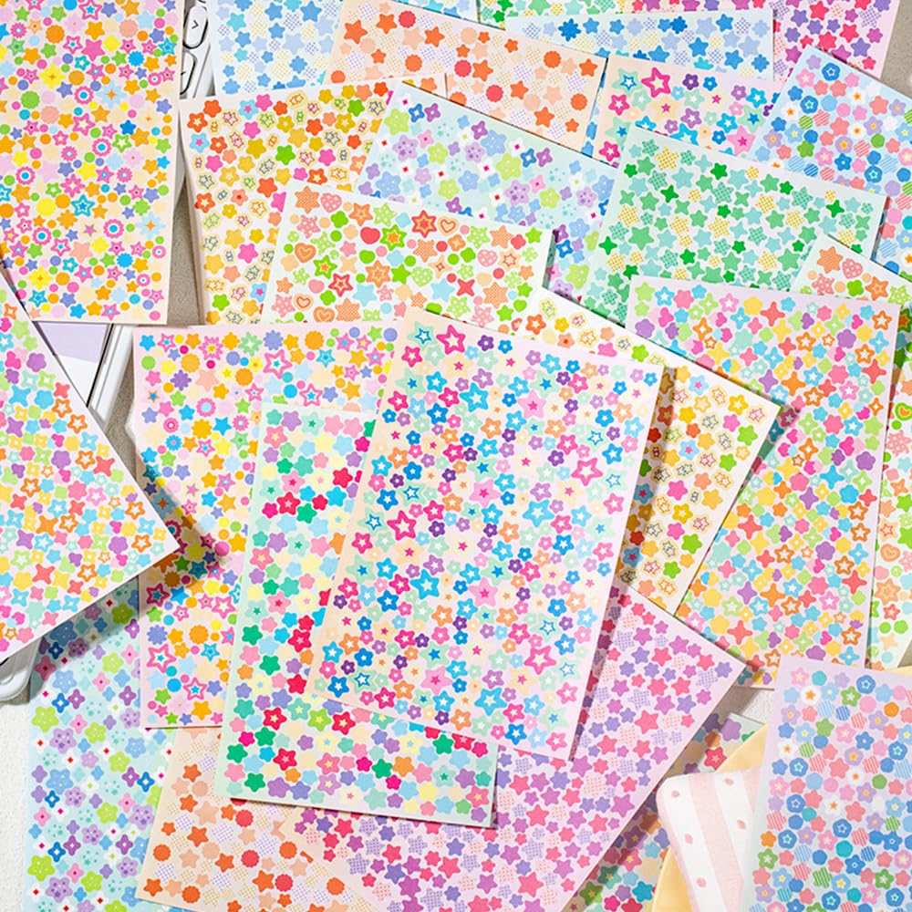 Photo 1 of 24 Sheets Colorful Stars Journaling Stickers Aesthetic Cute Star Stickers for Scrapbooking Junk Journal Scrapbook Supplies Kawaii Sticker Funny Star Decals for Phone Case Laptop Luggage Skateboard