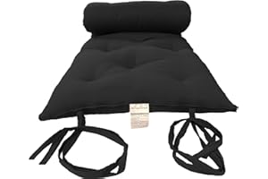 D&D Futon Furniture Twin Size Traditional Japanese Floor Futon Mattresses, Tatami Foldable Cushion Mats, Yoga, Meditaion 80 x 39 x 3 (Black)