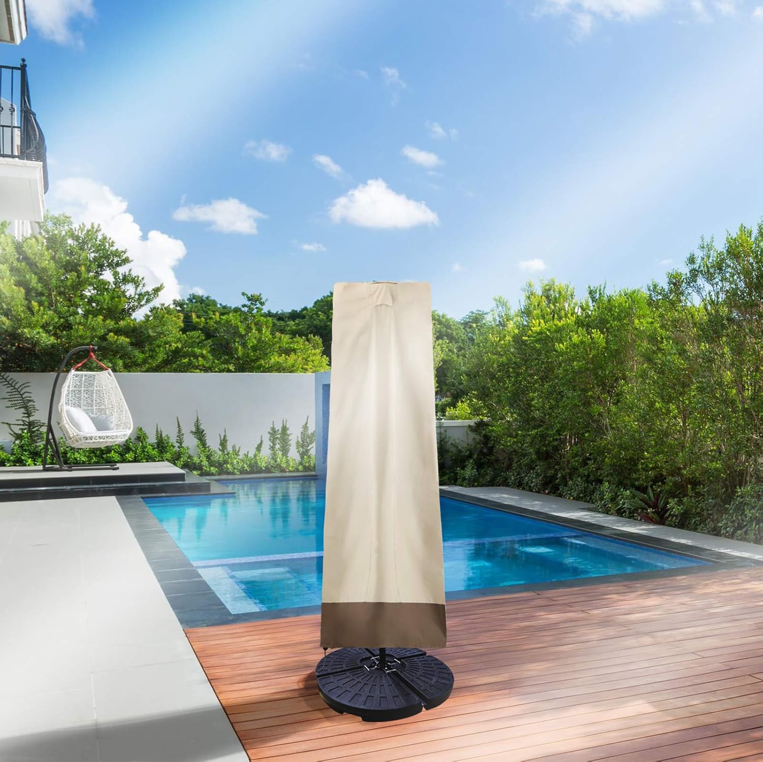 PHI VILLA Heavy Duty Offset Patio Umbrella Canopy Cover (Frame Cover): Kitchen & Dining
