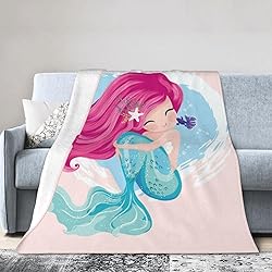 Duduho Cute Mermaid Girl Bed Blanket Ultra Soft