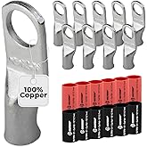 SELTERM 10pcs - 8 Awg - 5/16" Stud - Battery Lugs - Ring Terminal Connectors | with 12pcs 3:1 Black & Red Heat Shrink Tubing with Adhesive | Heavy Duty Battery Cable Ends - Tinned Copper Wire Lugs Kit