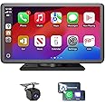 Portable Apple Carplay/Android Auto Screen for Car, 7 Inch HD Touch Screen Wireless Car Play with Backup Camera, Voice Control, BT, FM, Mirror Link for All Vehicle