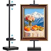 Rofio Adjustable Tabletop Easel Stand, Picture Easel Stand up to 17” H, Metal Picture Frame Holder for Artwork, Photo, Signs & Certificates (Black)