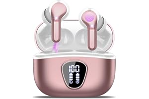 BESNOOW Wireless Earbuds Bluetooth 5.3 Headphones, 40H Playback HiFi Stereo Ear Buds with LED Display, ENC Noise Cancelling Earbuds, IP7 Waterproof in-Ear Earphone for iOS Andriod Sport/Workout/Running/Rose