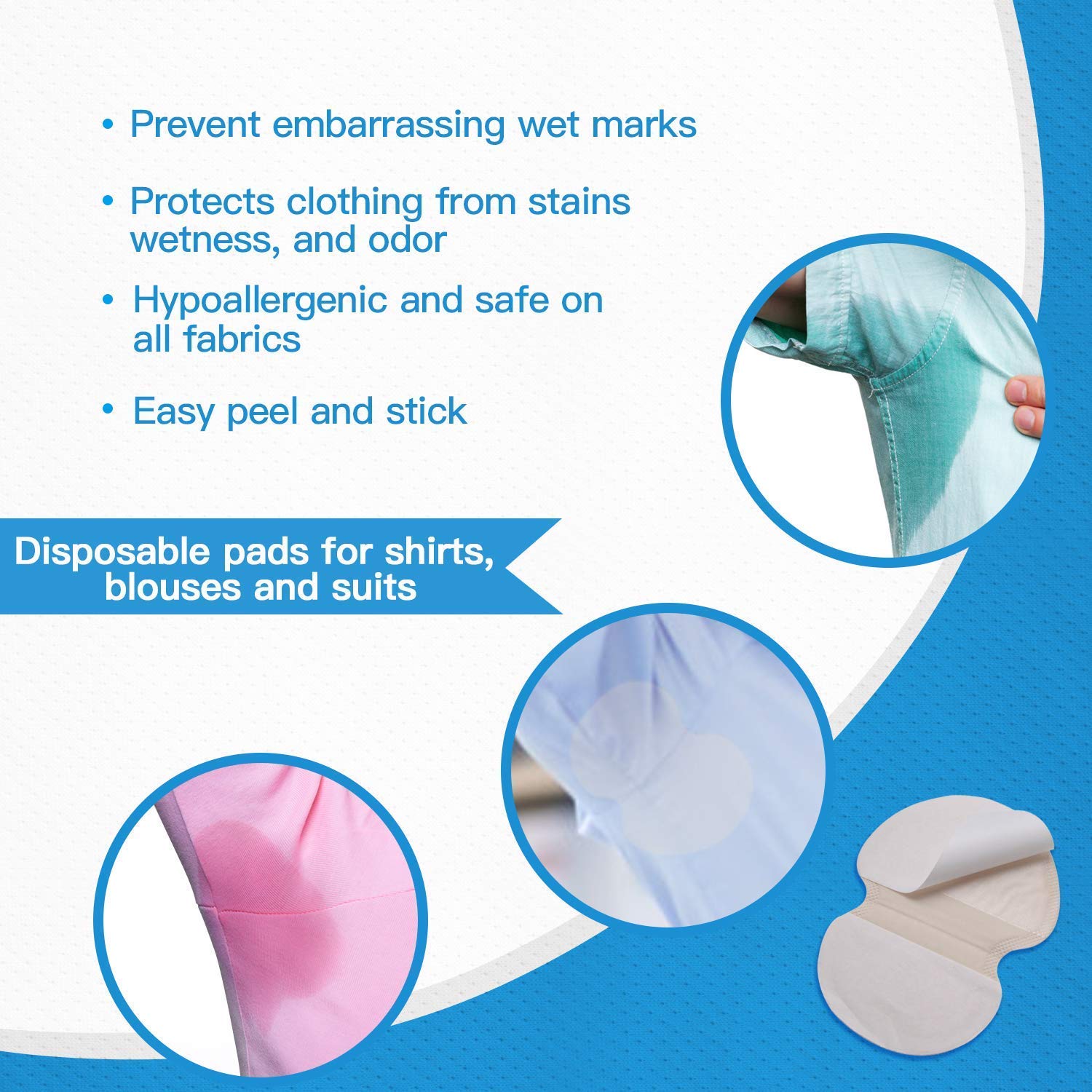 Underarm Sweat Pads - OTTOLIVES PREMIUM QUALITY Fight Hyperhidrosis [100 Pack] for Men and Women Comfortable, Non Visible, Extra Adhesive, Disposable Dress Guards/Shields, Non Sweat Armpit Protection : Beauty