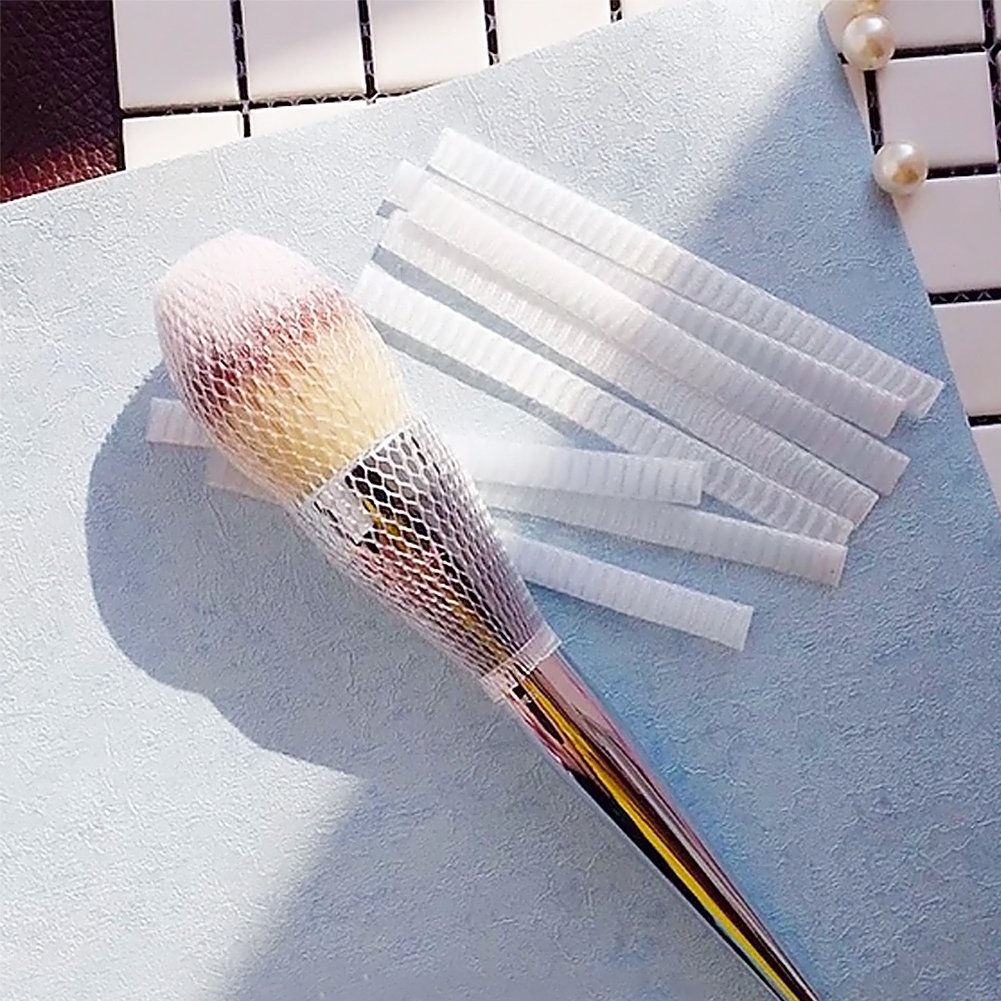 VGoodall 100 Pcs Makeup Brush Protector, Expandable Mesh Cover, Cosmetic Brush Pen Cover Guard for Brush Storage or Travel