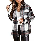 Beaully Women's Plaid Shacket Jacket Long Sleeve Button Down Flannel Shirts Fashion Jacket Fall Winter Clothes