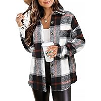 Beaully Women's Plaid Shacket Jacket Long Sleeve Button Down Flannel Shirts Fashion Jacket Fall Winter Clothes