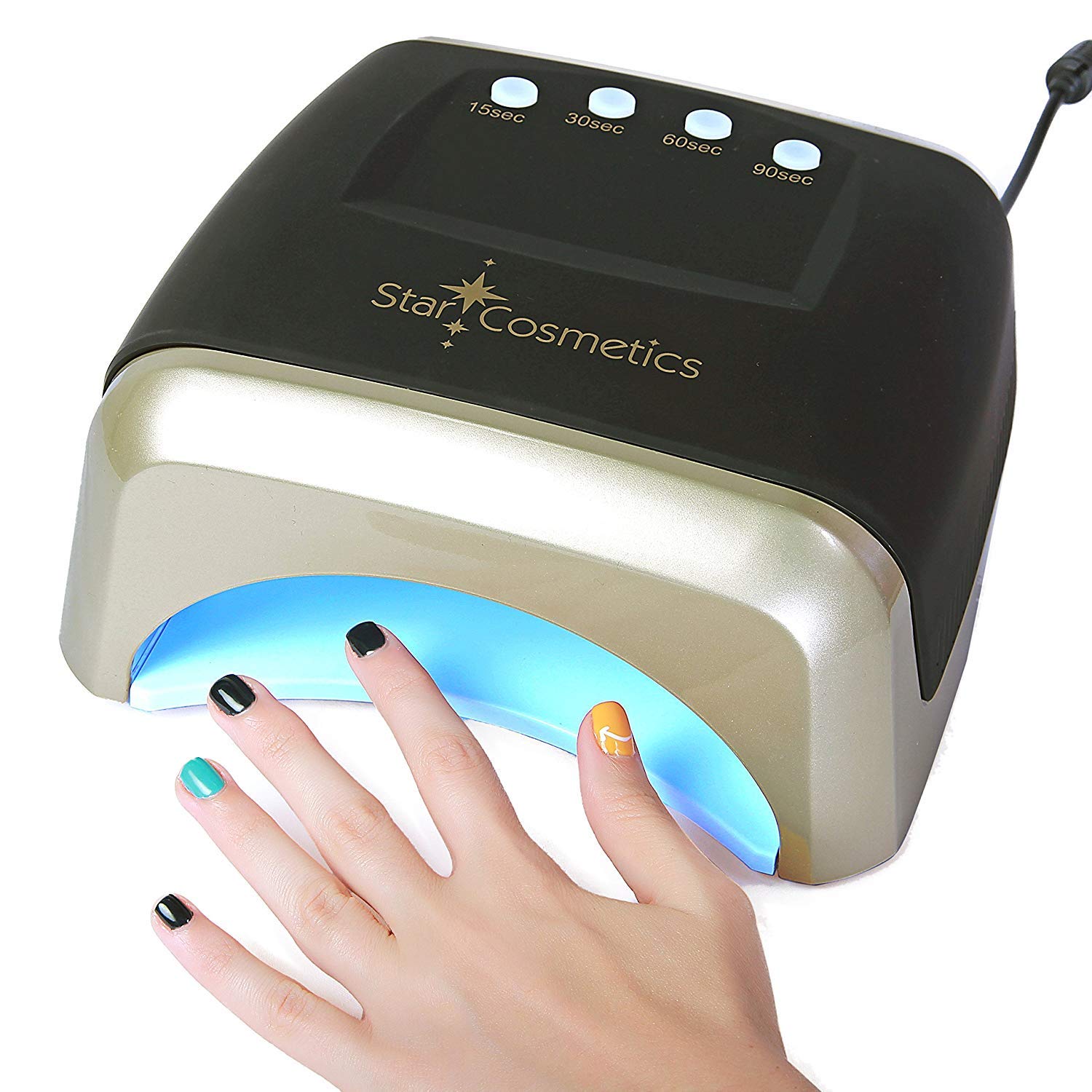 4 Week MANI/Pedi 60W UV Light LED Nail Dryer Curing Lamp by STARCosmetics | Rapidly Dries Gel Nail Fingernails & Toes Rock Hard & Chip Proof for 3 to 4 Weeks | Auto Sensing 15.30.60.90 Sec Timers