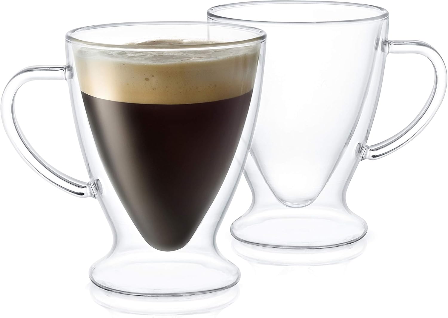 JoyJolt Declan Irish Double Wall Insulated Glass Espresso Mugs (Set of