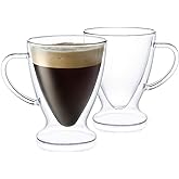 JoyJolt Declan Irish Double Wall Insulated Glass Espresso Mugs (Set of 2) -5-Ounces.