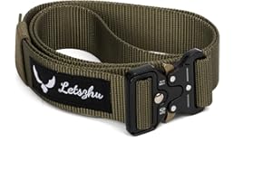 Letszhu Tactical Belt, 1.5" Stretch Nylon Web Belt with Quick Release Buckle and Hook for EDC, Military, Hiking, Rigger Work