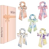 Mirlern 5 Pcs Knotted Bow Hair Scrunchies, Hair Bows Scarf Scrunchies for Women Girls, Elastic Hair Ties with Bows for thick hair, Ponytail Holder Hair Accessories for Women (Colorful Colors)