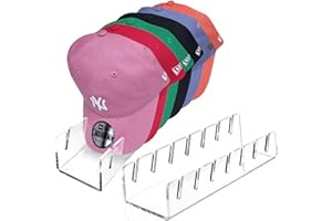 CHENYAOAI Hat Organizer for Baseball Caps, 2 Pcs No Install Acrylic Hat Stand for 14 Baseball Caps, Hat Racks for Caps Display and Organizer for Bedroom, Closet, Dresser, Office, Hat Holder