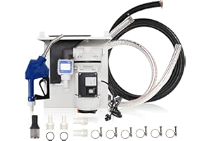 PUMPOASIS DEF Pump Kit - 110 Volt Diesel Exhaust Fluid System With Totes, Drums, and Wall Mounts, Flow Meter, Coupler, SS Auto Nozzle, 20' Hose