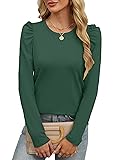 ANRABESS Womens Puff Long Sleeve Shirts Crewneck