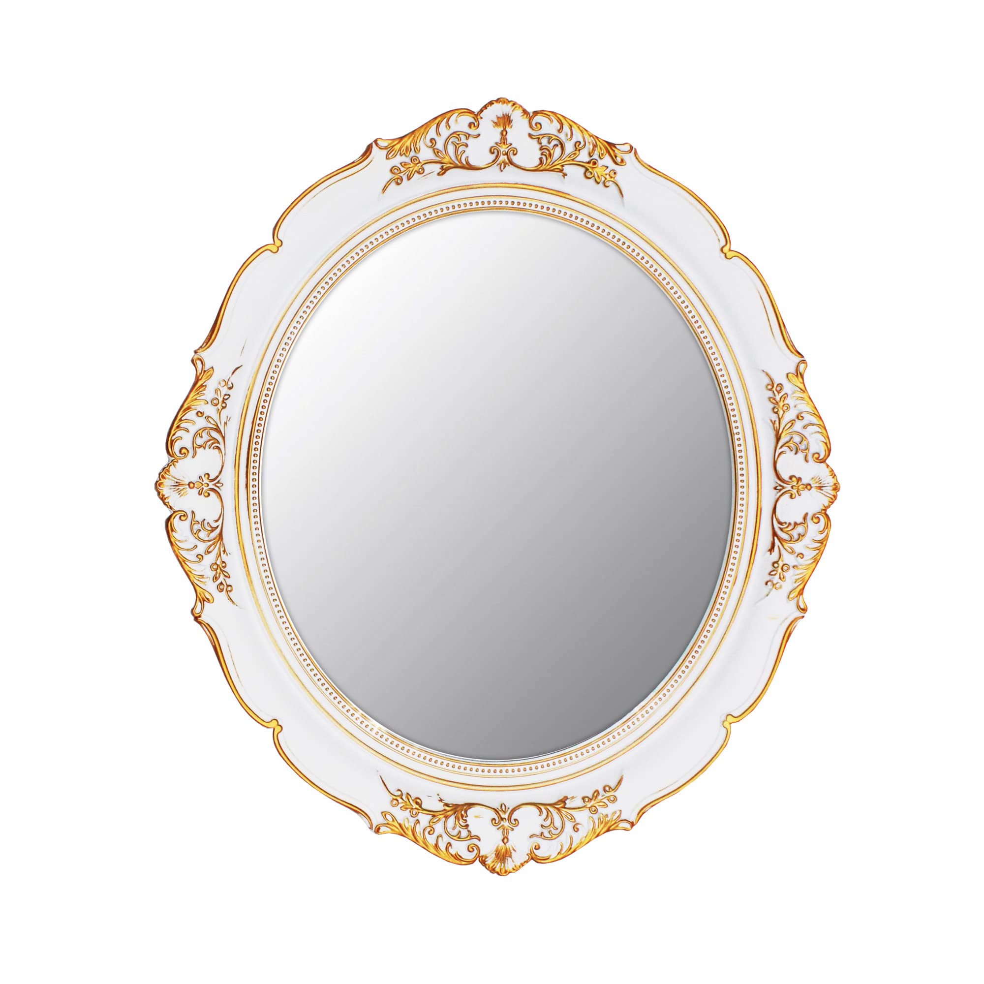 YCHMIR White Decorative Mirror Vintage Hanging Mirror 37.6 x 33.3 cm Oval