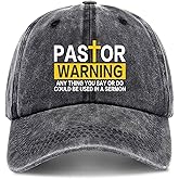 zcyhtqp, Pastor Warning Any Thing You Say or do Clould be Used in a Sermon, Funny Baseball Cap, Funny Trucker Hats with Sayings, Humor Caps, Adjustable Cotton Baseball Cap Black