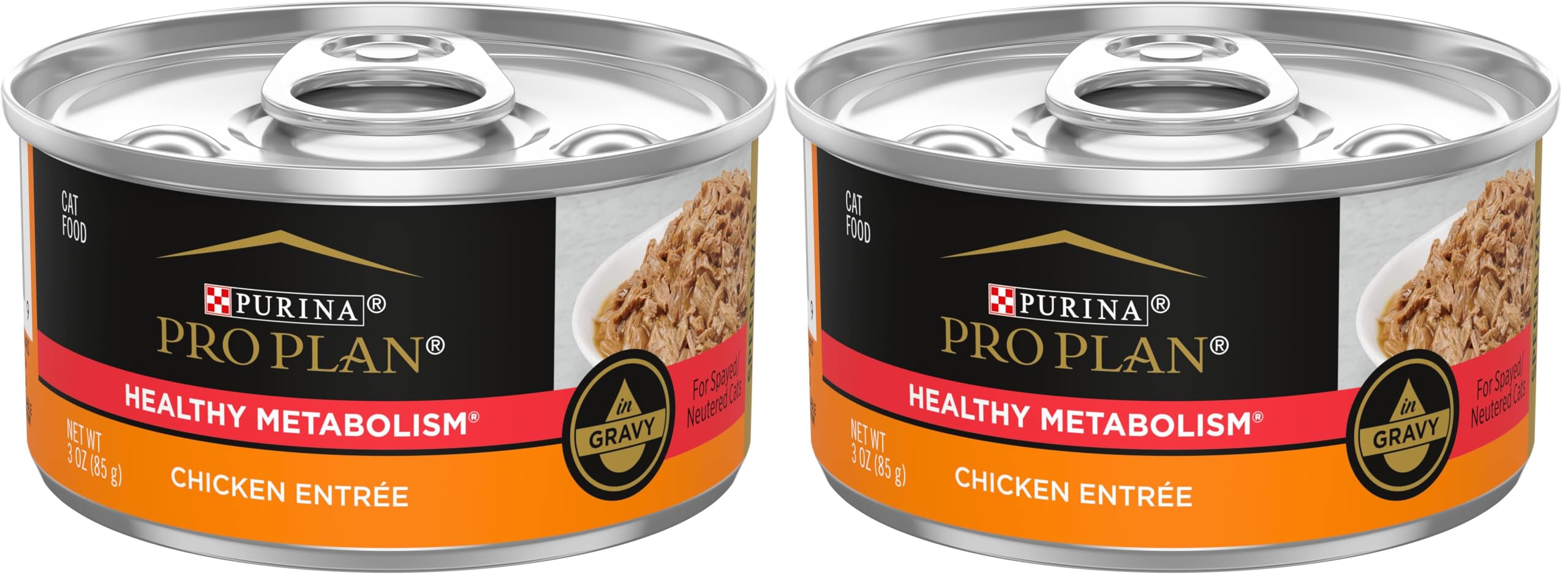 Purina Pro Plan High Protein Gravy Wet Cat Food,Specialized Healthy Metabolism Formula Chicken Entree - 3 oz. Pull-Top Cans,(Pack of 48) Image