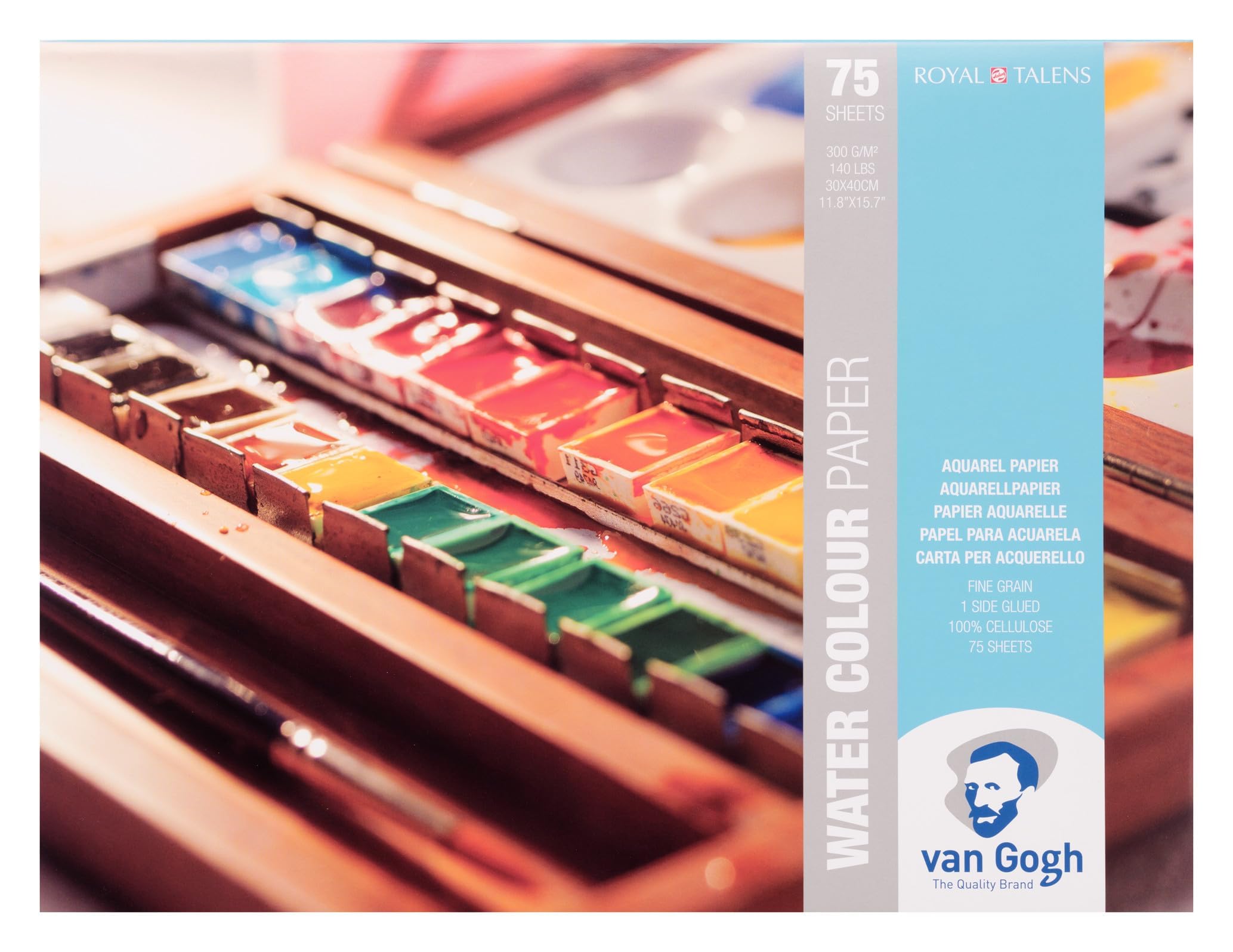 Van Gogh Watercolour Paper Pad, 140lb., White Paper, 75 Sheets, 11.8" x 15.7"