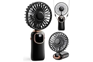 coldSky Portable Handheld Fan, 4000mAh Battery Operated 3 in 1 Multifunction Personal Travel Fan with Digital Display, 90° Fo