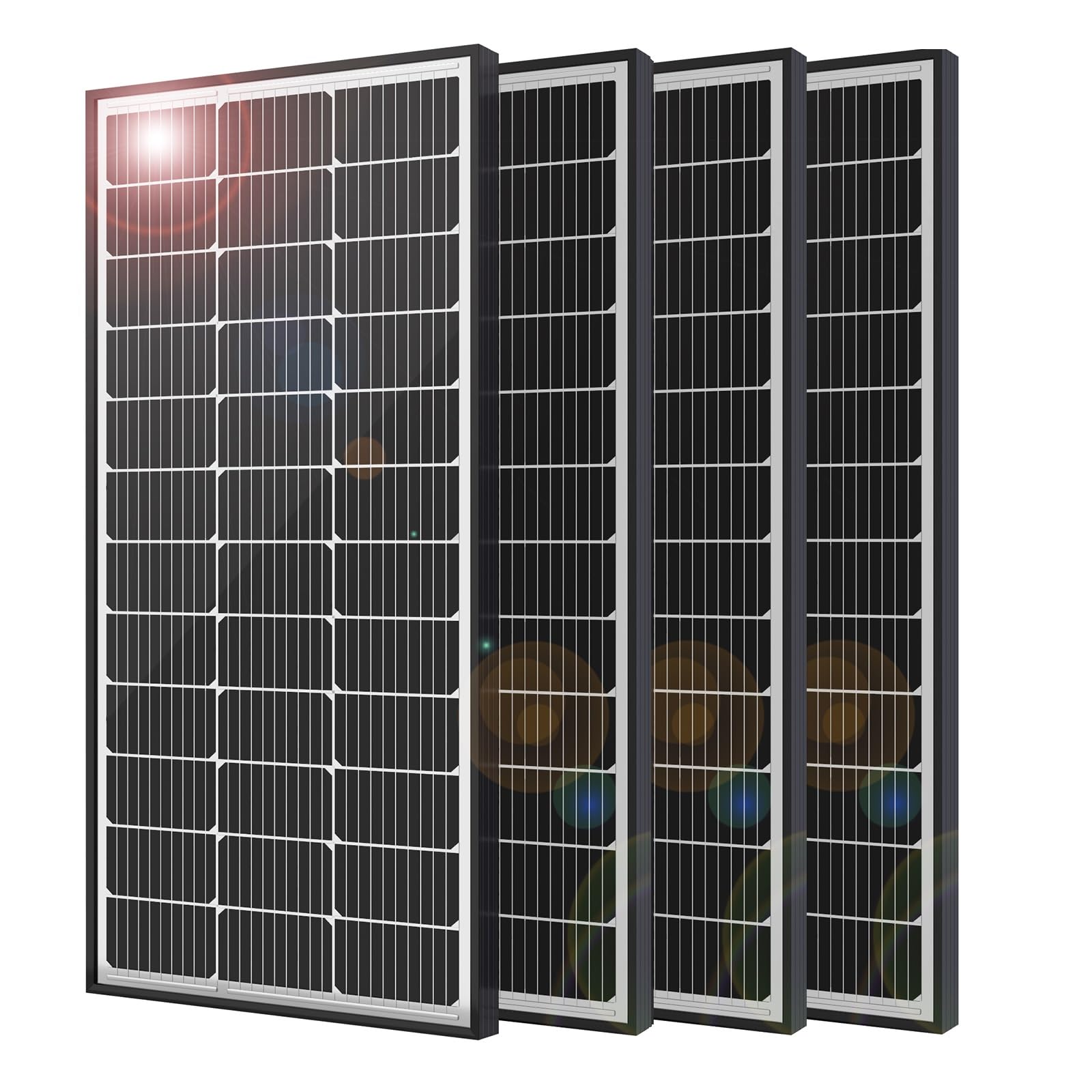 Photo 1 of JJN Solar Panel 4PCS 100W 12V Solar Module High Efficiency 9BB Monocrystalline Solar Panel for RV Home Boat and Other Off Grid System