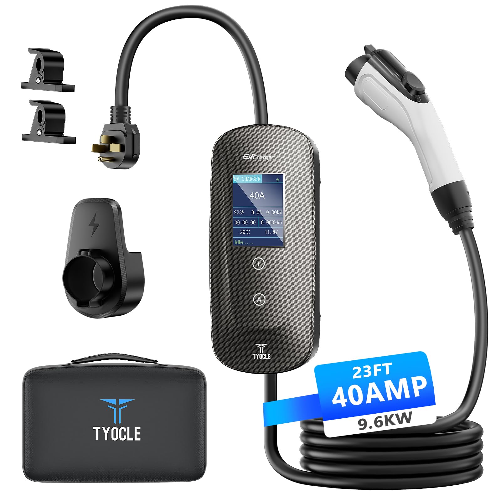 Photo 1 of 2025 New Portable Level 2 EV Charger (40Amp, 240V, NEMA 14-50P) with 23 Ft Cable. The Mobile Electric Vehicle Equipment Works Home Car Charging, Offering Charging for EV Model