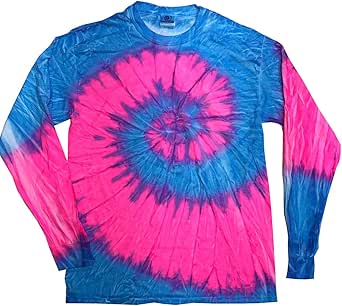 Amazon.com: Tie Dye T-Shirts Long Sleeve Multicolor Adult 100% Pre-Shrunk Cotton: Clothing
