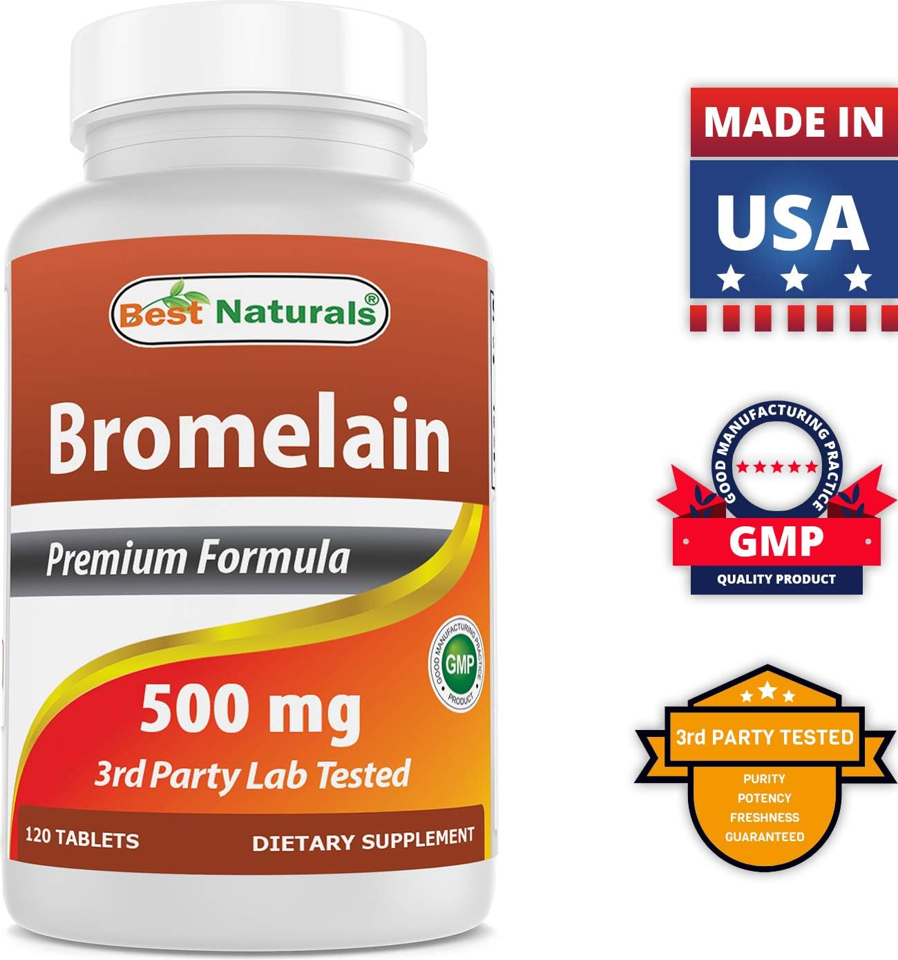 Best Naturals Bromelain Proteolytic Digestive Enzymes Supplements, 500 mg, 120 Tablets - Supports Healthy Digestion, Joint Health, Nutrient Absorption: Health & Personal Care
