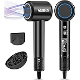 Hair Dryer, High-Speed Ionic Low Noise Blow Dryer with Brushless Motor for Fast Drying, Thermo-Control Quiet Compact Hair Blow Dryer with Magnetic Diffuser for Curly Hair for Home Travel Salon