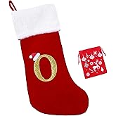 EHJYO 20 Inches Monogram Christmas Stockings with Letters Large Super Soft Christmas Stockings, Red Velvet with White Plush Cuff Embroidered Xmas Stocking for Christmas Family Decor Letter O